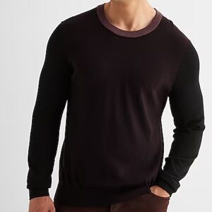 Color Block Crew Neck Merino Wool Sweater